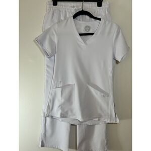 Zavate Studio 1165 White Scrub Top/Straight Leg Pants Set‎ Size XXS